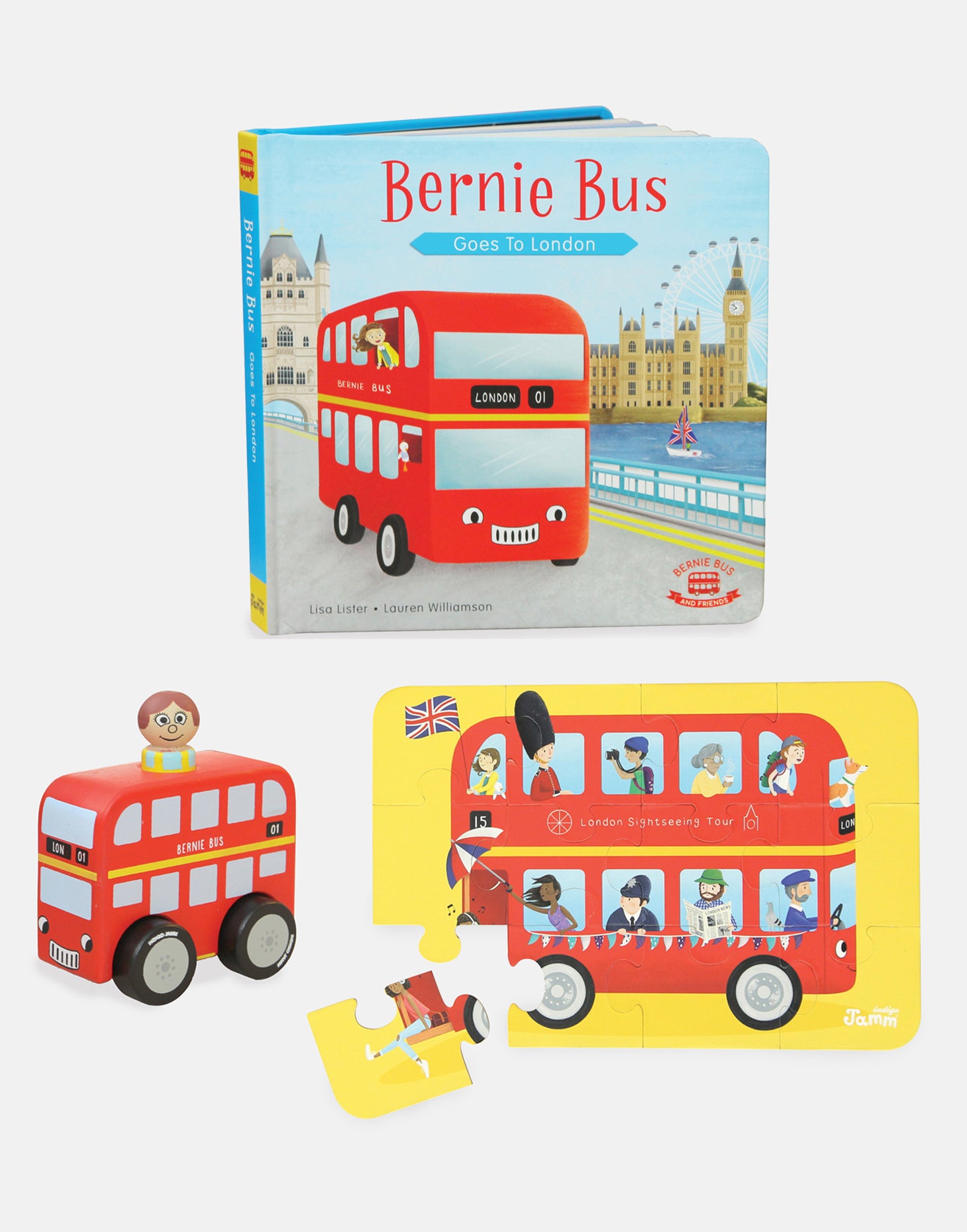 Mini Bernie Bus, London book & Puzzle bundle